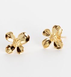 The perfect gift for Mother's Day, anniversaries and birthday gifts. | Our Dogwood Flower earrings are hypoallergenic and nickel- free. Our 14K gold plated flower earring designs make the perfect gift for best friends and for mother's day! | 1-800-Flowers Everyday Gift Delivery Dogwood Flower Stud Earring 14K Gold Dainty Nickel-free Flower Earrings For Anniversary, Gold Nickel-free Flower Earrings As Gift For Her, Everyday Gold Flower Charm Earrings, Gold Earrings With Flower Charm For Everyday, Everyday Gold Earrings With Flower Charm, Gold Flower Charm Earrings In 14k Gold, Gold Earrings With Flower Charm As Gift For Her, Gold Earrings With Flower Charm For Her, Hypoallergenic Flower-shaped Earrings For Anniversary