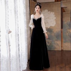 Elegant long black formal dress long sleeved adl118. Click to shop now. Free stable shipping world-wide! Formal Evening Dress With Long Sleeves, Black Long Sleeve Banquet Dress, Winter Banquet Dresses With Long Sleeves, Black Long Sleeve Dress For Banquet, Long Sleeve Dresses For Winter Banquet, Fall Prom Long Sleeve Maxi Dress, Fall Prom Maxi Dress With Long Sleeves, Fall Evening Long Sleeve Floor-length Dress, Winter Long Sleeve Evening Dress