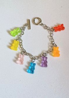 a bracelet with gummy bears attached to it