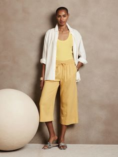 Wide-Leg Crop Pant | Banana Republic Factory Wide Leg Cropped Pants, Banana Republic Factory, Petite Size, Cropped Pants, Linen Blend, Banana Republic, Wide Leg, Pants, Trousers