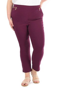 Nina Leonard Straight Leg Pull-On Pants | Nordstromrack Fall Cropped Leg Pull-on Style Pants, Fall Cropped Leg Pull-on Pants, Fall Cropped Leg Pants With Pull-on Style, Workwear Cropped Leg Pull-on Pants, Cropped Leg Pull-on Work Pants, Pull-on Cropped Pants For Work, Cropped Leg Pull-on Pants For Work, Spring Tapered Leg Bottoms With Zip Fly, Business Casual Cropped Leg Pull-on Pants