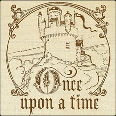 the logo for once upona time, with an image of a castle on it