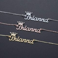 Cute Crown Name Necklace is one of the bestselling personalized jewelry items across the globe. It showcases more than just a unique taste to look stylish. In a word, this fabulous sparkling custom name necklace is an epic trend. This necklace is the most popular among the top-rated celebrities because of its identical metallic glimmer and unique sparkliness. When it comes to product specifications, we use AAA+ Cubic Zynchronia crystals as the gems for the crown. The grade AAA+ holds the reputat Happy And Confident, Cute Crown, Presents For Christmas, Arabic Jewelry, Custom Crown, Making People Happy, Custom Bling, Crystal Tiara, Peaceful Environment