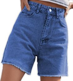 Trendy Solid Color Jean Shorts, Solid High Rise Summer Jeans, Solid High-rise Jeans For Summer, High-rise Jeans For Summer, High Rise Jeans For Summer, Trendy Short Length Solid Color Pants, Solid Short Length Summer Jeans, Solid Color Short Length Summer Jeans, Solid Short Length Jeans For Summer