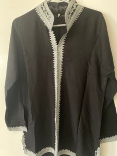 Handmade Moroccan Unisex Kaftan top long sleeves Casual Long Sleeve Cotton Kurta, Elegant Tunic Top For Eid, Elegant Eid Tunic Top, Festive Cotton V-neck Top, Casual Long Sleeve Kurta With Relaxed Fit, Casual Long Sleeve Relaxed Fit Kurta, Festive Black V-neck Top, Elegant Spring Straight Kurta Tops, Festive Long Sleeve Cotton Shirt