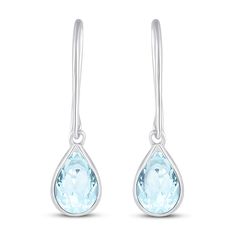 A pear-shaped aquamarine framed in lovely 10K white gold drops from each of these pretty earrings for her. The earrings secure with fishhook backs. Teardrop Blue Topaz Earrings, Goddess Jewelry, Aquamarine Earrings, Aquamarine Stone, Pretty Earrings, Accessories Jewelry Earrings, Summer Jewelry, Pretty Jewellery, Earring Backs