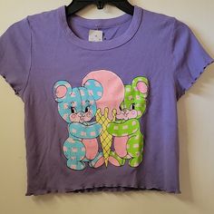 Pacsun Women's Crop Graphic Tshirt Size Xsmall Purple 100% Cotton Brand New With Tags Cute Teddy Bears With Ice Cream Cone Graphic Cropped Graphic Tees, Pacsun Tops, Cute Teddy, Cute Teddy Bears, Ice Cream Cone, Graphic Tee Shirts, Teddy Bears, Costume Design, Pacsun