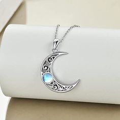 Opal Crescent Moon Necklace-MoonChildWorld Pattern Aesthetic, Aesthetic Accessories, Crescent Necklace, Stone Wedding, Neck Accessories, Writing Gifts, Moon Pendant Necklace, Crescent Moon Necklace, Geometric Pendant