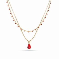 Seed of life Necklace - Anet's Collection Red Double Strand Beaded Chain Jewelry, Red Bohemian Teardrop Necklace, Red Amulet Necklace For Meditation, Armenian Mythology, Pomegranate Jewelry, Seed Necklace, Symbol Of Life, Dot Necklace, Double Necklace