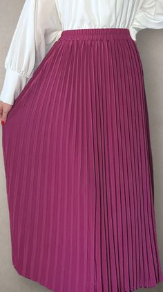 Modest high rise maxi skirt. Elastic waistband. Pleated. Fully lined for full coverage. Chic Non-stretch Lined Maxi Skirt, Long Stretch Pleated Skirt With Elastic Waistband, Elegant Non-stretch Long Pleated Skirt, Elegant Long Pleated Skirt With Elastic Waistband, Elegant Long Non-stretch Pleated Skirt, Pink Non-stretch Pleated Maxi Skirt, Non-stretch Pink Pleated Maxi Skirt, Spring Non-stretch Maxi Skirt, Spring Pleated Waist Long Maxi Skirt