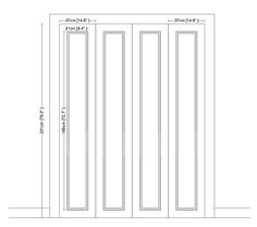 a drawing of the front and back sides of a door with measurements for each section