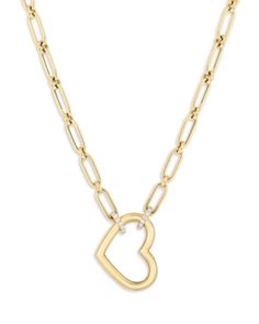 Roberto Coin 18K Yellow Gold Cialoma Diamond Heart Pendant Necklace, 16-18 Yellow Gold Plated Chain Necklace For Valentine's Day, Gold Diamond Necklace With Open Heart Charm, Valentine's Day Yellow Gold Plated Chain Necklace, Valentine’s Day Yellow Gold Plated Chain Necklace, Yellow Gold Open Heart Charm Necklace, White Gold Heart Chain Necklace, White Gold Heart Shaped Necklace With Chain, Valentine's Day Yellow Gold Necklace With Adjustable Chain, Yellow Gold Heart-shaped Chain Jewelry