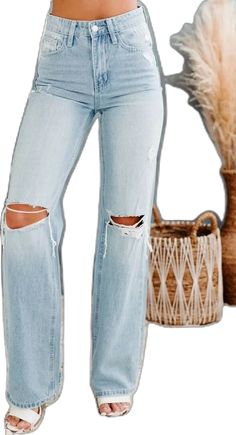 Trendy Full-length Medium Wash Flares, Trendy Light Wash Distressed Flare Jeans, Trendy Distressed Light Wash Flare Jeans, Casual High Rise Flares For Fall, Casual Distressed Denim Flares, Trendy Medium Wash Cotton Flares, Trendy High Rise Cotton Flares, Casual Distressed Flares For Fall, Trendy Distressed Wide Leg Flares