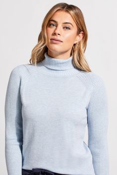 alt view 1 - LONG SLEEVE TURTLENECK SWEATER-H.glacier Fabric Detailing, Skirt Shapewear, Rib Fabric, Long Sleeve Turtleneck, Knitwear Cardigan, Low Iron, Sweaters Knitwear, Daily Look, Summer Cotton