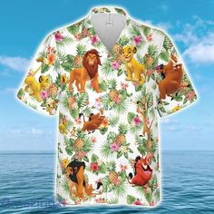 Disney Hawaiian Shirt Summer Beach The Lion King Simba Pumbaa Timon Pineapple Disney Aloha Button Up Shirt The Hawaiian Shirt is an iconic symbol of laid-back, tropical style. Crafted from lightweight, breathable fabrics, it offers a comfortable and relaxed fit, perfect for warm weather escapades. Its vibrant, exotic patterns evoke the spirit of the Hawaiian islands, radiating a sense of fun and adventure. With its button-up design and collared finish, it strikes the perfect balance between casu Disney Character Print Summer Shirt, Summer Cartoon Print Shirt For Disney Fan Events, Disney Style Tops For Summer Fan Events, White Character Print Tops For Beach, White Beach Tops With Character Print, Disney Cartoon Print Summer Shirt, Disney Multicolor Character Print Shirt, Multicolor Disney Character Print Shirt, White Disney Shirt For Summer