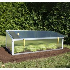 a small greenhouse in the middle of some dirt