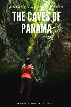 a woman standing in the middle of a cave with text overlay that reads untamed adventures in the caves of pamma