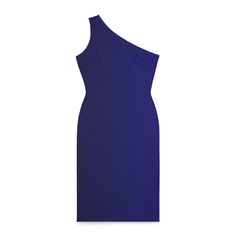 Embrace a unique kind of elegance in this one-shoulder dress featuring a fitted silhouette and a knee-length straight hem. With a sleeveless design and true-to-size fit, it's perfect for any occasion. The hidden side 14" zipper ensures easy dressing, while the YKK invisible nylon upholstery zipper offers a seamless finish. Featuring non-separating, closed-end construction with an automatic lock slider in white, this dress is both functional and fashionable. .: Material: 95% polyester, 5% spandex Formal Fitted Sleeveless Dress With Asymmetrical Neckline, Formal Bodycon Dress With Asymmetrical Neckline For Summer, One Shoulder Sleeveless Dress For Night Out, Elegant Asymmetrical Summer Dress With Side Zipper, Summer One Shoulder Workwear Mini Dress, One-shoulder Bodycon Dress, Blue Sleeveless One Shoulder Dress For Formal Events, Fitted Knee-length One Shoulder Dress For Formal Occasions, Asymmetrical Neckline Sleeveless Dress For Formal Events