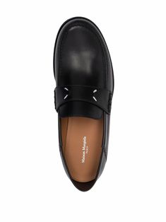 Maison Margiela four-stitch Logo Leather Loafers - Farfetch Mens Fashion Wear, Black Loafers, Boot Pumps, Men Fits, Summer Beach Wear, Crazy Shoes, Pump Sandals, Ski Wear, Fashion Wear