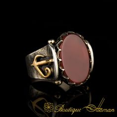 Class Of Aqeeq Vertical Ring by Boutique Ottoman Exclusive Jewelry Shop. Check our classic and notable 925 sterling silver jewelry. Free Worldwide Express Shipping! Luxury Handmade Rings For Formal Occasions, Luxury Gemstone Signet Ring As Gift, Handmade Oval Luxury Signet Ring, Luxury Cabochon Rings For Gift, Luxury Cabochon Signet Ring As Gift, Sterling Silver Name Necklace, Gents Ring, Rings Ideas, Vintage Jewellery Rings