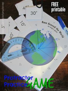 an image of a protractor game with the words free printable on it