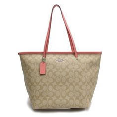 Used Coach Signature Tote Bag Beige X Pink (Sku: Gzl146wq) === General === Brand : Coach === Design === Type : Handbag, Tote Bag Material : Coated Canvas , Leather Leather/Fur Type : Embossed Leather Color : Beige, Pink Gender : Women === Size === Size (Hxwxd) : 26cm X 43cm X 19cm / 10.23'' X 16.92'' X 7.48'' === Included Items === Accessories : None Accessories Notice : Before Purchasing, Please Refer To The Images Of The Accessories Included With The Item. === Condition === Condition : Opened Reversible Tote, Canvas Leather, Embossed Leather, Luxury Branding, Pink Color, Bag Lady, Womens Sizes, Tote Bag, Handbags