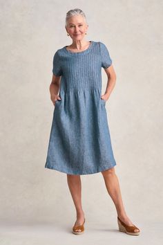 Twill Hemp Linen Dress - Indigo Twill Lazy Summer Days, Linen Shift Dress, Spring Wear, Work Wear Women, Wearing Clothes, Sustainable Clothing, Cardigan Jacket, Linen Dress, Winter Wear