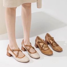 They have round toes. full grain leather and color blocking upper, cross-strap and 45mm block heel. Color: Beige/BrownMaterial: Full grain leatherLining: Genuine LeatherInsole: Genuine Leather（Unmovable）Sole: RubberHeels: 4.5 cm/1.77"Fit: Medium to Wide, Runs Normal.Origin: Made in China Production Time: About 7-10 days (Any exceptional case will email you, Please pay attention to your email left) Shipping Time: Free Shipping To most locations, delivery time is approximately 5-15 days; We have paid FedEx Option, to most locations, delivery time is approximately 2-8 days. Great Shoes To Spice Up Any Outfit, From Casual Jeans To Fancy Dress. The More You Wear Them, The More Comfortable They Will Become! Item No. Dwarves2970 Jane Shoes, Mary Jane Shoes, 8 Days, Beige Brown, Cross Straps, Brown Beige, Casual Jeans, Full Grain Leather, Fancy Dress