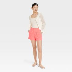 Create an array of cool and confident warm-weather looks with these High-Rise Tailored Shorts from A New Day™. Made from lightweight fabric with a hint of spandex, these high-rise shorts offer all-day cool comfort and easy movement. Designed with a fly hook and zipper, they feature two side pockets to add functional flair to your look, while the solid hue makes for easy pairing with different tops. A New Day™: Style that goes wherever you do. Shorts Nike Pro, Nike Pro Spandex Shorts, Adidas Soccer Shorts, Navy Adidas, Nike Pro Spandex, Nike Pro Shorts, Soccer Shorts, Adidas Soccer, Tailored Shorts