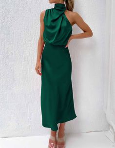 Enjoy standout style in any season with this Solid-color Semi-tall Collar Satin Sleeveless Party Long Dress, featuring a semi-tall neck, high waist, and a pencil hem shape. Crafted from Polyester and with a slight-stretch fabric, this elegant and casual dress is finished with a zipper closure for a secure fit. Available in Almond, Green, Red, and Black. Color: Almond,Green,Red,BlackStyle: Cute,Casual,Elegant,PartyPattern Type: Solid-color,PlainDetails: ZipperType: BodyconNeckline: Semi-tall Neck Dress Guest Wedding, Silkworm Cocoon, Vestidos Boho, Greece Pictures, Elegant Midi Dresses, Mulberry Tree, Elegant Lady, Solid Color Dress, High Quality Dress