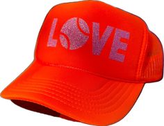 Orange Sparkle, Pink Letters, Colorful Hat, Pink Letter, Neon Orange, Terry Cloth, Bright Orange, Sun Protection, Orange Color