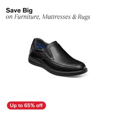 in stock Black Moc Toe Slip-ons With Cushioned Footbed, Black Slip-on Dress Shoes With Leather Footbed, Black Cushioned Slip-on Loafers, Black Slip-on Loafers With Cushioned Footbed, Black Plain Toe Slip-ons For Business Casual, Black Slip-ons For Business Casual, Black Dress Shoes With Leather Footbed, Black Business Slip-ons With Ortholite Insole, Black Synthetic Plain Toe Slip-ons