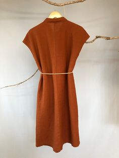 "Sheath dress with shirt collar and relaxed fit. Complementary belt for a fit and flare style. In beige, caramel and black colors. It will become your favorite go-to for an effortless chic look. -100% medium weight linen -Spread collar -Cap sleeves -Seaming details in front and back -Half hidden button closure -Below the knee length -Color in listing: Terracotta, Forest Green, Taupe Please provide your shoulder width, full bust measurement (measured around the fullest part), and your height in t Dress With Shirt, Linen Camisole, Linen Slip Dress, Linen Sheath Dress, Dress Loose Fit, Loose Fit Shirts, Linen Shirt Dress, Linen Midi Dress, Dress Linen