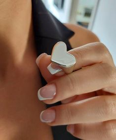 "Heart Ring, Signet Ring, Silver Heart Ring, Minimalist Ring, Love Ring, Gift for Girlfriend, Wide Ring, Chunky Silver Ring, Heart Jewelry ✔~ 100% Handmade ~ ✔~ 100% Sterling Silver ~ ✔~ Length 15 MM ~ \"the upper part\" ~ ✔~ Width 19.0 MM ~ \"the upper part\" ~ ✔~ Weight 8 grams \"in medium size\" ~ ✔~ Μade to order ~ ✔~ Free shipping ~ ✔~ Available Express shipping ~ ✔~ Tracking number ~ ✔~ Elegant Gift box, Gift bag ~ ✔~ Available finish * POLISHED ~ MATTE ✔~ Ready to ship 3-5 Bussines days ~ Simple Heart-shaped Promise Ring, Trendy Heart-shaped Promise Rings, Simple Heart Charm Ring As Gift, Simple Heart Shaped Rings For Gifts, Simple Heart-shaped Rings For Gift, Simple Heart-shaped Rings For Gifts, Simple Heart Rings For Valentine's Day, Simple Heart-shaped Rings For Valentine's Day, Minimalist Heart-shaped Rings