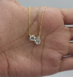 This is a beautiful Lab Grown diamond design pendant. It is set in real solid 14Kt Gold and the chain is 14Kt Gold as well.  You can choose if you want 14Kt White Gold, 14Kt Yellow Gold or 14Kt Rose Gold.  We have a lot of beautiful jewelry with natural diamonds. If any listing states "diamond" then it is a natural diamond. If the listing states "Lab Grown" it is a Lab Grown diamond. The chain is attached to the diamond and sits comfortably on you when you wear it. This is the perfect gift for mom, wife, fiancee, girlfriend, valentine, daughter, family or friend. It is a special gift for mother's day, valentine's day, wedding, anniversary, birthday, Christmas, Easter, New Year's and any holiday. Pendant Size: 11mm (0.433 inches) x 8.55mm (0.336 inches) x 5.45mm (0.214 inch) Pear shape Diam Gold Teardrop Diamond Necklace With Vvs Clarity, Gold Solitaire Necklace With Brilliant Cut Pear-shaped, Gold Pear-shaped Solitaire Necklace With Brilliant Cut, 14k Gold Diamond Teardrop Pendant Necklace For Anniversary, 14k Gold Diamond Necklace With Teardrop Pendant For Anniversary, Anniversary Solitaire Necklace With Diamond White Rose Cut Diamonds, Diamond Cut Drop Diamond Necklace For Anniversary, Vvs Clarity Diamond Drop Necklace For Gift, Anniversary Diamond White Solitaire Necklace With Rose Cut