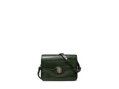 Tory Burch Robinson Crosshatched Convertible Shoulder Bag - Cross Body Handbags : Evergreen : Walk from desk to dinner in style carrying the Tory Burch Robinson Crosshatched Convertible Shoulder Bag. Crafted from embossed leather with suede-like finish, this bag features magnetic snap closure, one adjustable double shoulder strap, and one interior slip pocket. It comes with brand logo on the front. Polyurethane lining. Imported. Green Top Handle Shoulder Bag With Magnetic Closure, Classic Green Flap Bag, Green Leather Bag With Magnetic Closure, Green Shoulder Satchel With Magnetic Closure, Classic Green Shoulder Bag, Classic Green Satchel, Green Office Bag With Magnetic Closure, Formal Green Satchel Shoulder Bag, Classic Green Flap Bag With Adjustable Strap