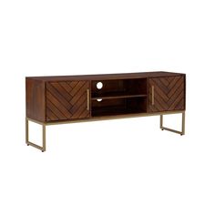 the sideboard is made out of wood and metal