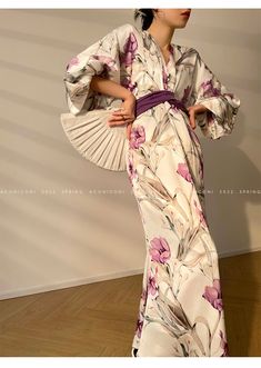 Elegant Floral Print V-neck Evening Dress, Fitted Silk V-neck Kimono, Formal Printed V-neck Dress, Elegant V-neck Floral Print Dress, Elegant Printed V-neck Midi Dress, Elegant V-neck Party Kimono, Elegant Long V-neck Dress For Spring, Elegant Fitted Summer Kimono, Elegant Fitted Dress With Kimono Sleeves