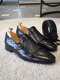 GentWith Jackpot Black Double Monk Strap Shoes Mens Dress Shoes Guide, Monk Strap Dress Shoes, Double Monk Strap Shoes, Gents Shoes, Handmade Leather Boots, Quality Leather Boots, Gifts Box, Double Monk Strap, Monk Strap Shoes