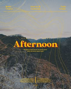 the cover of afternoon magazine with an image of mountains and trees in the foreground