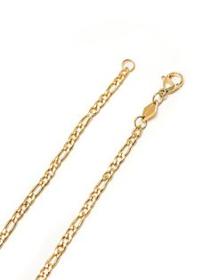 Figaro Chain in Stainless Steel with Gold Plating Product Code: MNEC_101 Designer's NotesPerfectly delicate, this Figaro chain will add the perfect amount of texture to your necklace stack. Please note that all our pieces are crafted by hand and one-of-a-kind, and may therefore vary slightly in size, shape, and color. Gold Plated Figaro Chain Link Bracelet, Gold Plated Figaro Chain Link Jewelry, Gold-plated Figaro Chain Link Jewelry, Gold Figaro Chain, Necklace Stack, Figaro Chains, Figaro Chain, Mens Gold, Gold Plating