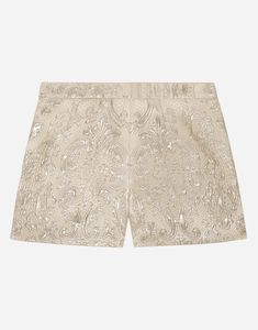 Brocade fabric shorts: Gold Fly-covered zipper and button fastening Front pockets Lined The piece in the size 6 years measures 27.7 cm in length Made in Italy Brocade Shorts, Woman Trousers, Gold Fabric, Brocade Fabric, Trousers Women, Dolce And Gabbana, In Italy, Trousers, Size 6