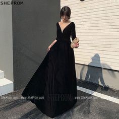 $89.49, Simple Long Black Vneck Elegant Evening Dress With Sleeves No#AM79071 at SheProm. #SheProm is an online store with thousands of dresses, range from Formal,Evening,Black,Long Black Dresses,Long Dresses,Velvet Dresses and so on. Not only selling #FormalDresses more and more trendy dress styles will be updated daily to our store. Shop now to get $5-10 off! Elegant V-neck Prom Dress, Black V-neck Evening Dress, Elegant V-neck Prom Evening Dress, Chic V-neck Prom Evening Dress, Dressy V-neck Dresses For Prom Season, V-neck Evening Dress For Prom Season Dinner, Fall Party V-neck Maxi Dress, Elegant V-neck Evening Dress For Prom Season, Floor-length V-neck Dress For Evening Prom