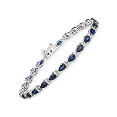 14k Gold Sapphire Bracelet, Genuine Blue Sapphire and Diamond Gold Bracelet for Women, 14k White Gold Sapphire Tennis Bracelet for Wedding Wear a beauty on your wrist with this 5.40 ctw Blue sapphire tennis bracelet. Fabulously affordable and full of color, it appeals to the eye and calls to the heart with its genuine pear blue sapphire gemstones set in fine finish 14k white gold. Blue sapphire tennis bracelet for women. Blue sapphire is a stunning gemstone that has a deep and rich blue color. I Formal Sapphire Bracelet, Blue Jubilee Bracelet Jewelry For Wedding, Formal Sapphire Bracelets In Fine Jewelry Style, Elegant Blue Bangle Gold Bracelet, Classic Blue Tennis Bracelet For Wedding, Elegant Blue Gold Bracelet For Formal Occasions, Classic Blue Bracelets For Wedding, Classic Blue Wedding Bracelets, Classic Sapphire Bracelets For Anniversary