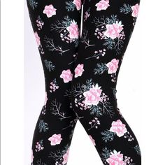 Beautiful Black Pink Floral Leggings! Waist Is 11.25 Inches Across (Stretches To 17+). Rise Is 11.5 Inches. Inseam Is 27 Inches. Leg Opening Is 9 Inches Around. One Size Fits Most Up To A Size 14. Listed Accordingly. New With Tags Boutique Item. All Measurements Are Approximate. Black Full Length Leggings For Spring, Casual Pink Leggings For Spring, Spring Pink Leggings For Loungewear, Casual Black Leggings For Spring, Stretch Pink Floral Print Pants, Trendy Pink Spring Leggings, Stretch Black Floral Print Pants, Stretch Black Pants With Floral Print, Black Stretch Pants With Floral Print