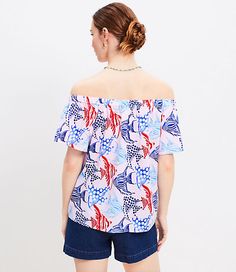 In an airy light fluid woven fabric, this short sleeve off the shoulder top is a beautiful breeze to wear. Elasticized off the shoulder neckline. Short sleeves.,Hit:Hit: Hits at hip,Imported:Imported,Fit:Fit: Classic — follows your contours with a little room,Length:20" long,Fabrication:55% Cotton, 45% Rayon,Garment Care:Machine Washable Loft Petite Fish Off The Shoulder Top Size 2XS Ballerina Women's by Loft Size Petite - 2XS Ballerina Women's Cotton, Blend, Off, The, Shoulder, Short, Sleeve, B Casual One-shoulder Tops For Vacation, Casual Off-shoulder Top For Summer, Chic Short Sleeve Tops For Beach Season, Off-shoulder Tops For Beach In Summer, Summer Off-shoulder Tops For Beach Season, Off-shoulder Beach Tops For Summer, Spring Off-shoulder Tops For Beach, Vacation Summer One Shoulder Top, Off-shoulder Tops For Beach Season