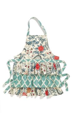 Exuberant mixed prints and ruffles charm a vintage-chic apron. 28" length. Back tie. 100% cotton. Machine wash. By Design Imports; imported. Flirty Aprons, Ruffle Apron, Cross Back Apron, Mixed Prints, Cute Aprons, Preppy Look, Apron Designs, Store Shoes, Flip Flop Slippers