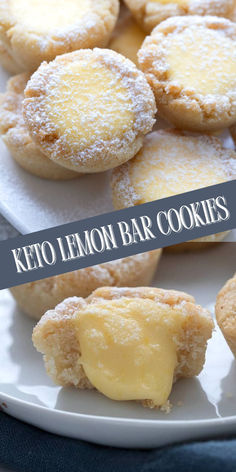 Two photo collage of keto lemon bar cookies. Keto Lemon Curd, Lemon Bar Cookies, Keto Quiche, Lemon Bar, Breakfast Low Carb, Low Carb Backen, Keto Pancakes