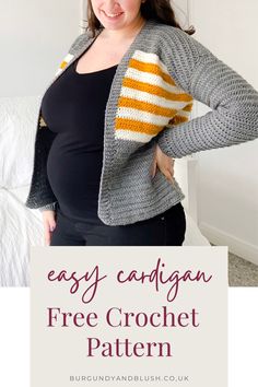 the easy cardigan free crochet pattern is great for beginners to knit