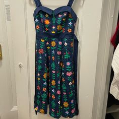 Extremely Rare Small World Disney Parks A-Line Dress. No Longer Made/Sold/Available Anywhere In An Xs. Absolutely Gorgeous And Never Worn! Has Adjustable Shoulder Button Sleeves As Pictured As Well :) Blue Fitted Disney Dress, Fitted Disney Spring Dresses, Fitted Disney Dresses For Spring, Fitted Disney Dress For Summer, Disney Sleeveless Spring Dress, Spring Sleeveless Disney Dresses, Disney Multicolor Summer Dresses, Multicolor Disney Dresses For Summer, Multicolor Disney Summer Dresses